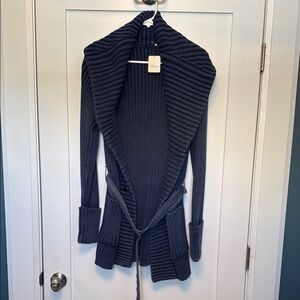 Free People Navy Ribbed Cardigan